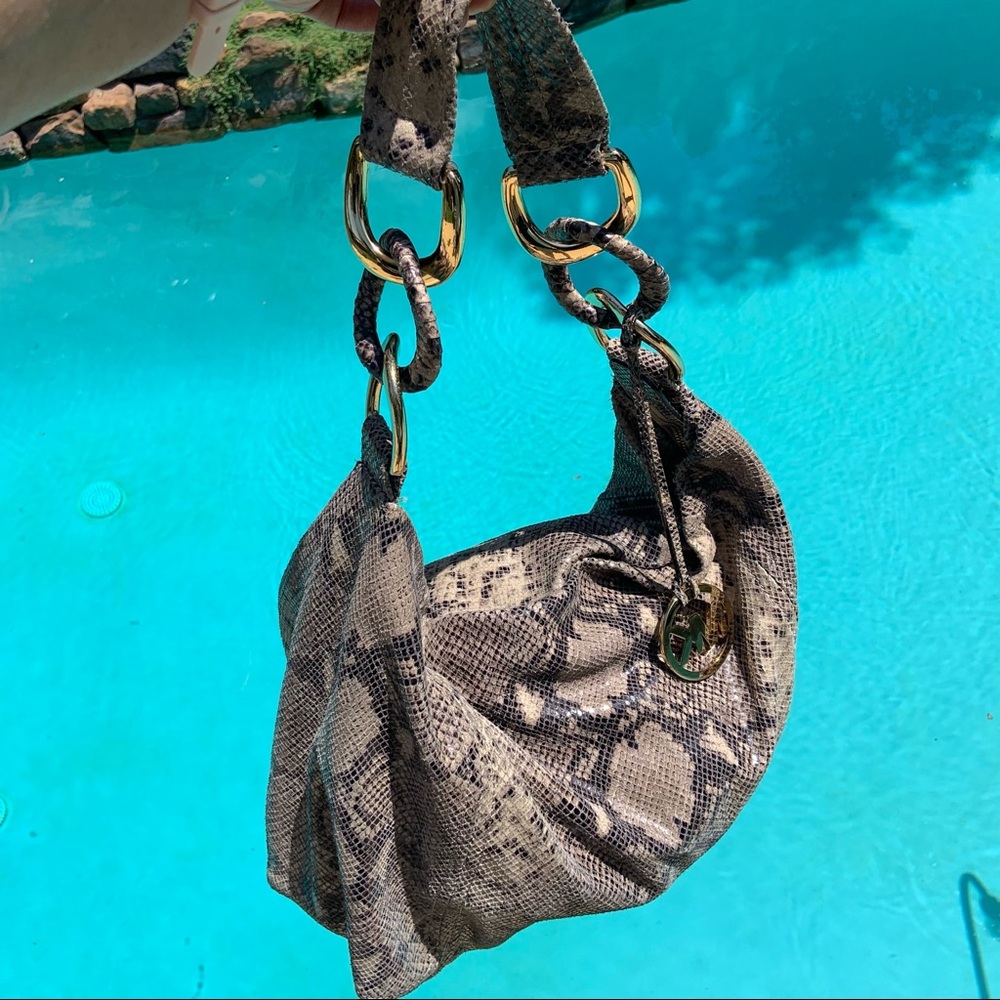 XL Michael Kors python snake skin leather chain-link shoulder bag stunning!!!